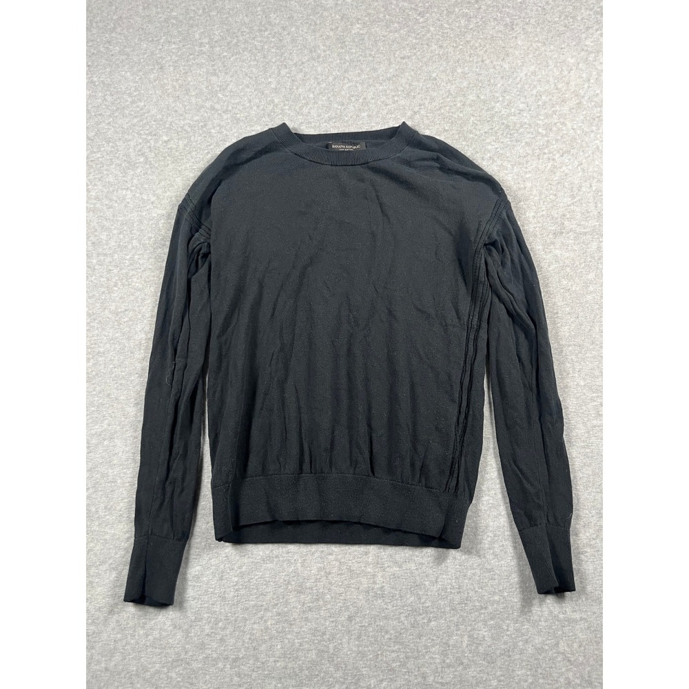 Banana Republic Silk Cotton Blend Sweater Womens XS Black 90s Minimalist Capsule